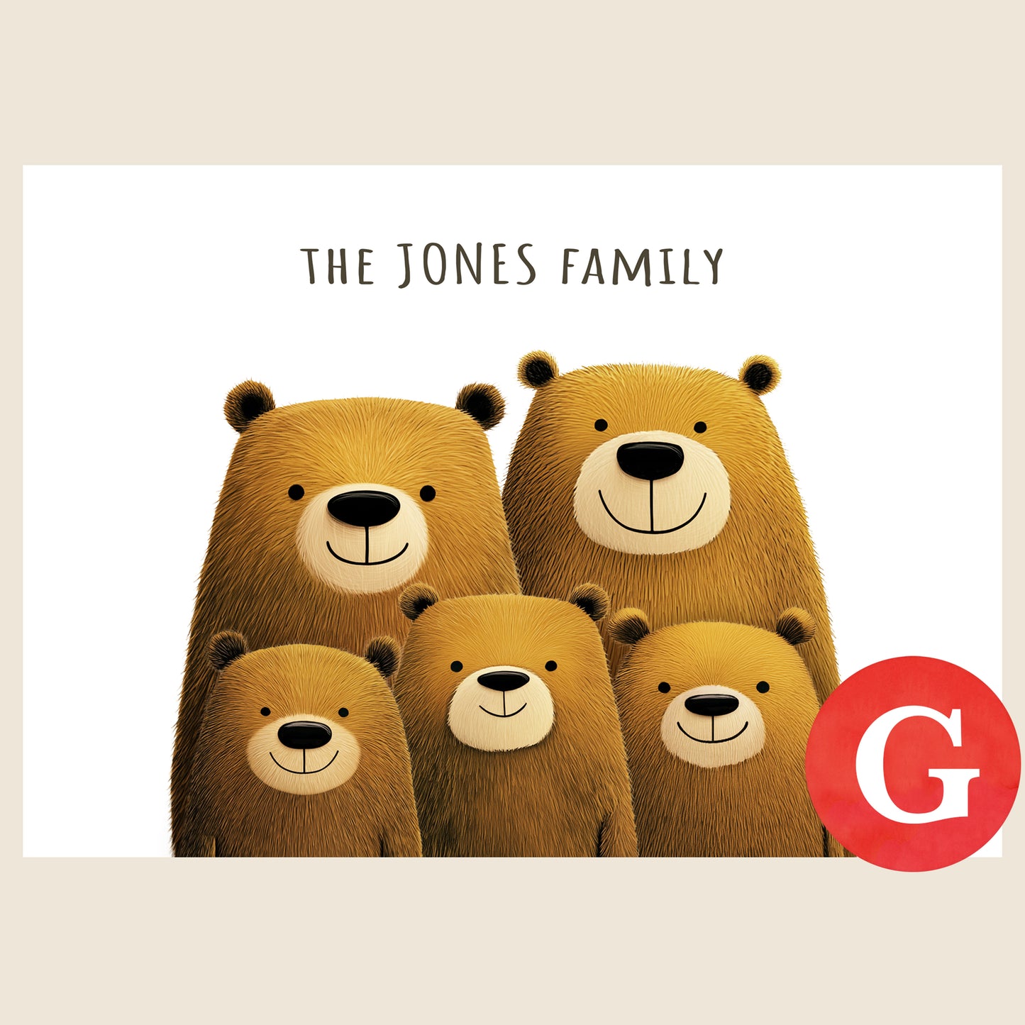 Illustration of three bear cubs with two parent bears