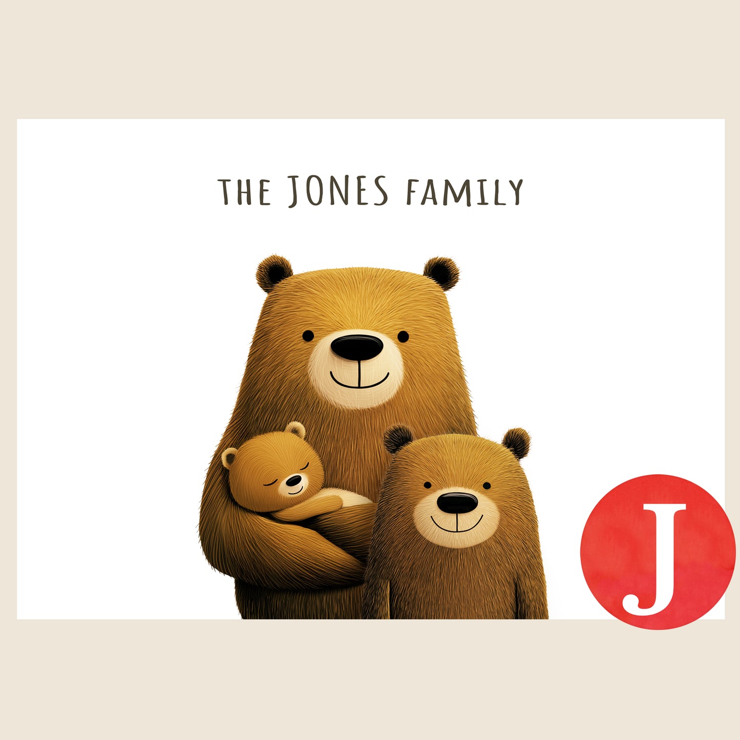 Illustration of one bear cub and baby with one parent bear
