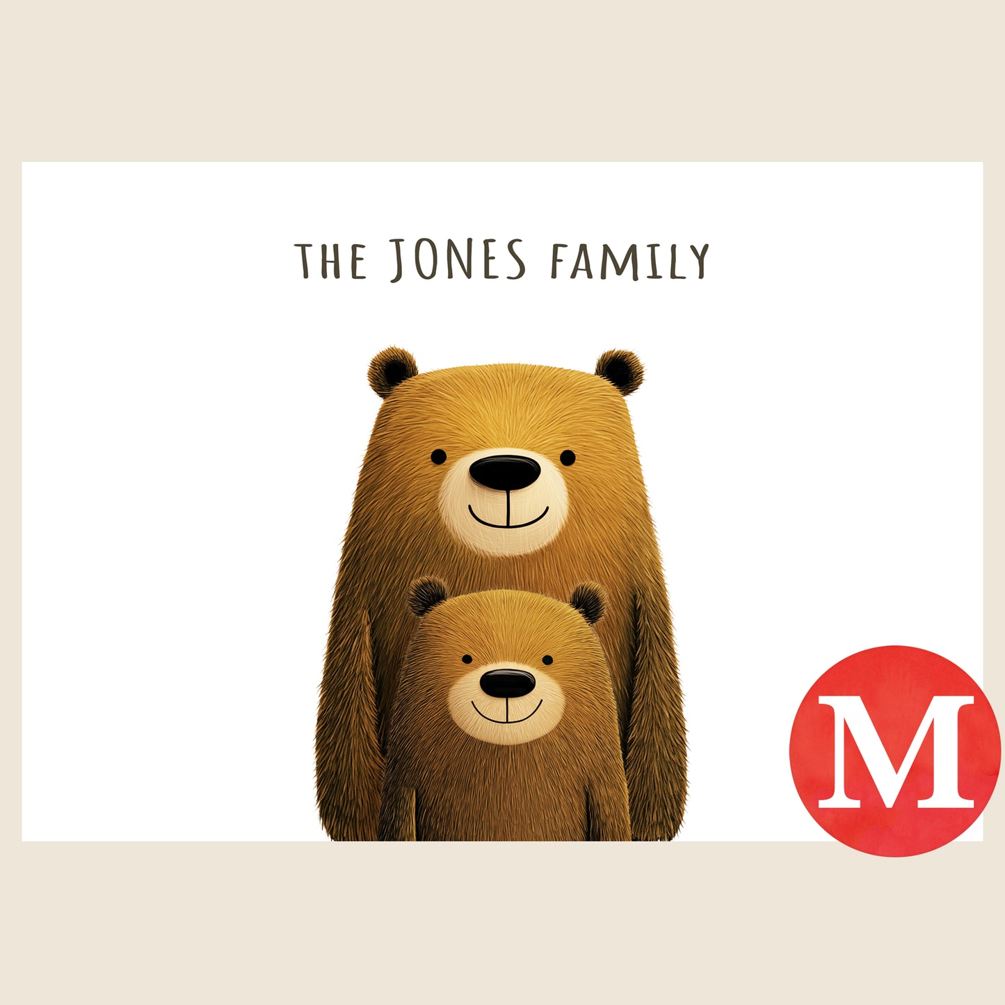 Illustration of one bear cub with one parent bear