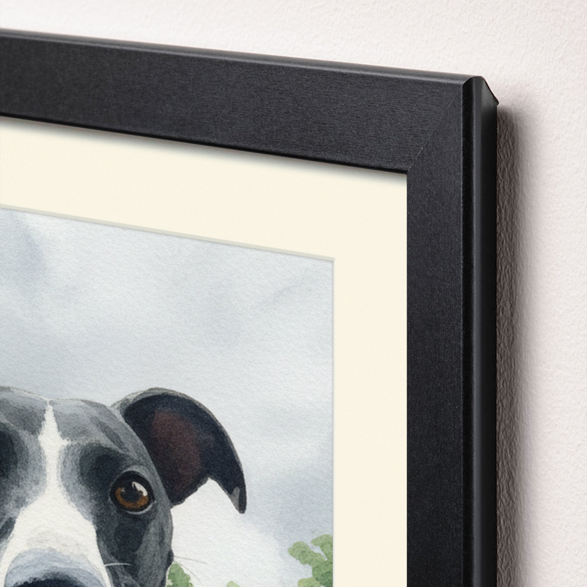 Close Up Detail of Framed Pet Portrait