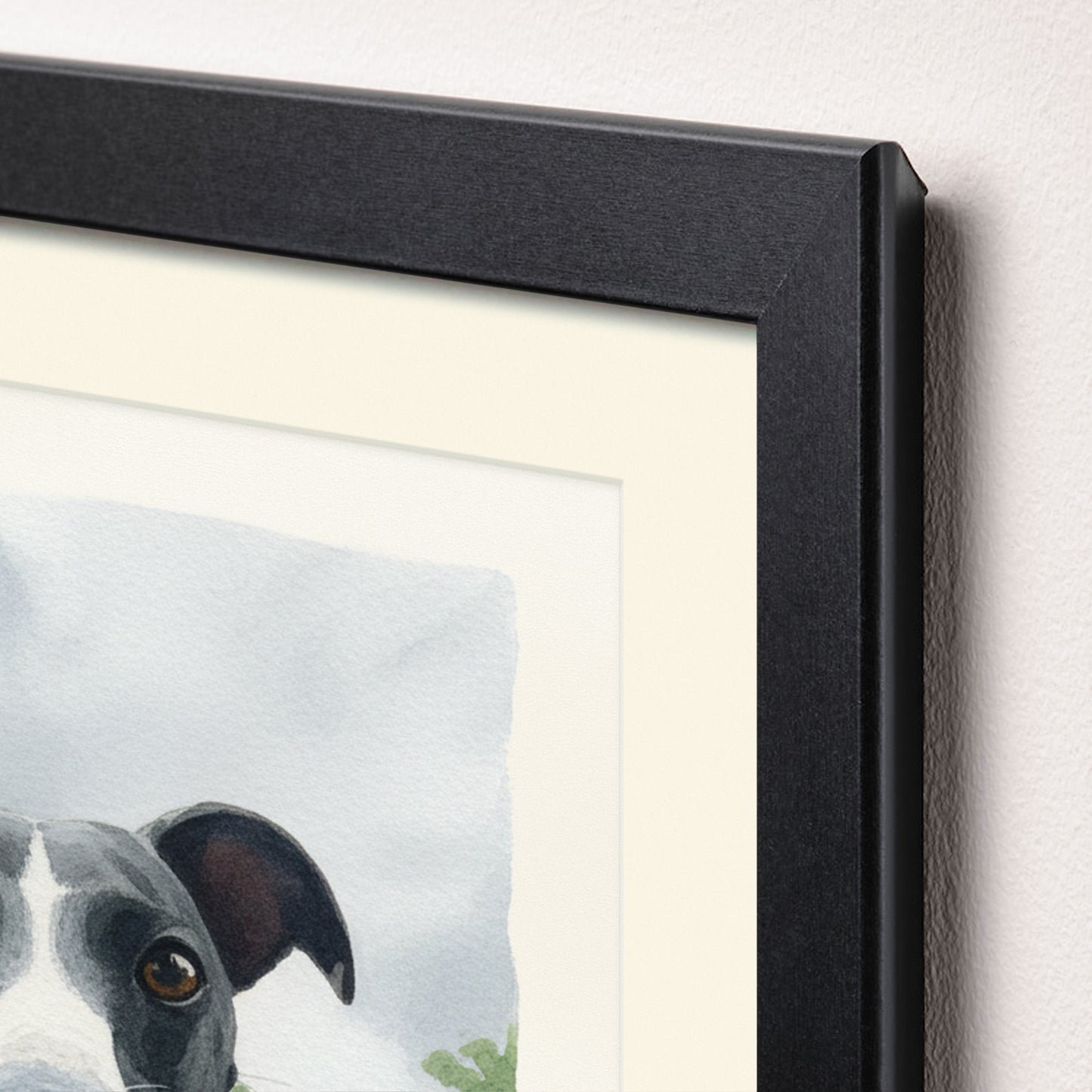 Close Up Detail of Framed Pet Portrait