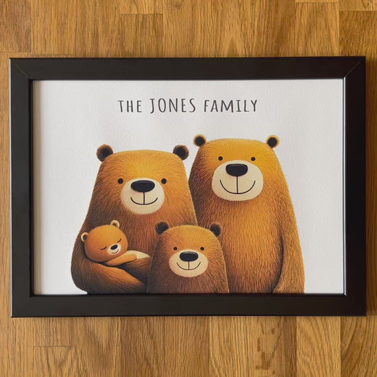 Video of Personalised Framed Bear Family Print